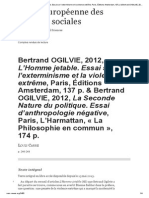 OGILVIE, L'Homme Jetable. Essai Sur L'exterminisme Et La Violence Extrê