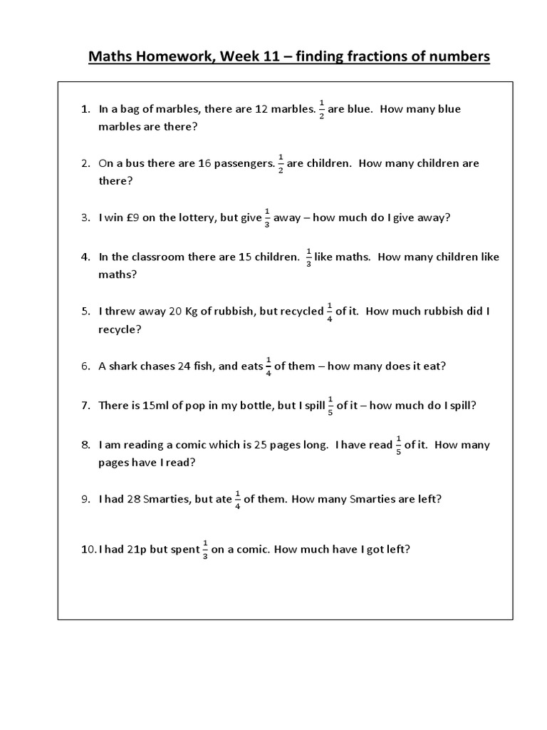 Week 11 Maths Homework Questions | PDF