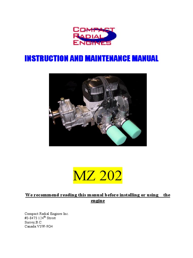 MZ202 Engine Maintenance Manual | PDF | Carburetor | Ignition System