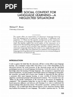 The Social Context For Language Learning-A Neglected Situation?