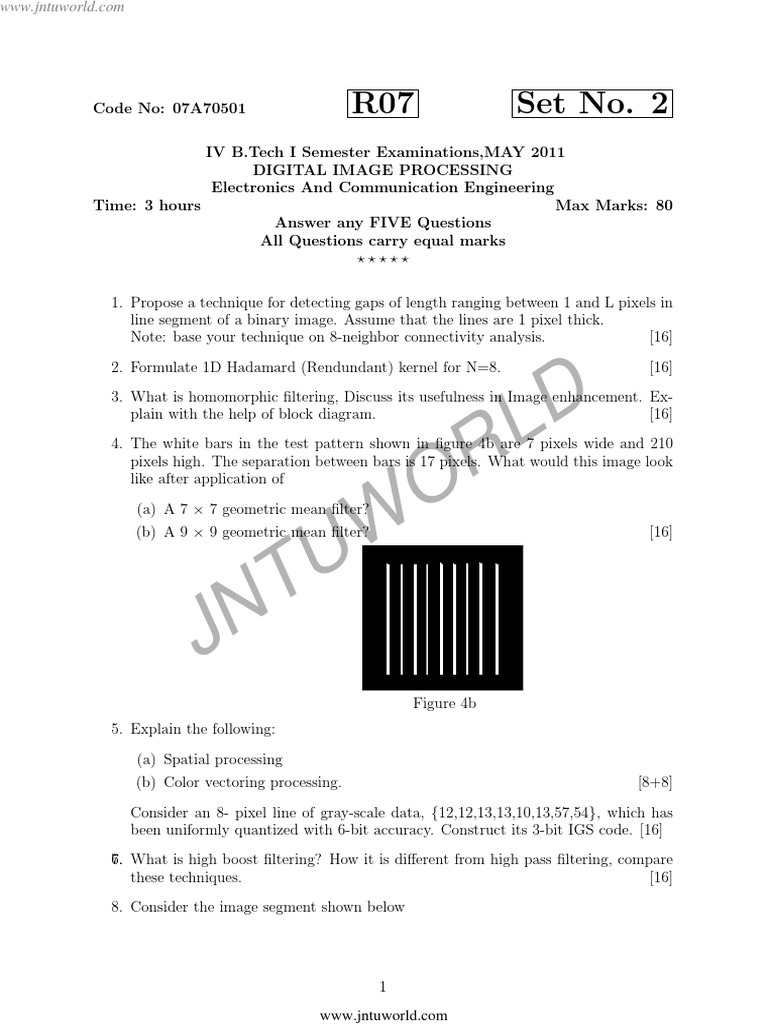 Digital Image Processing Exam Questions | PDF | Bit | Convolution