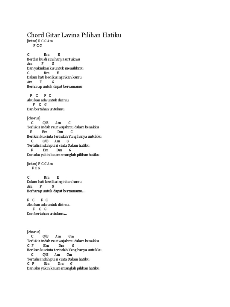 Kau Yang Terindah Guitar Chord