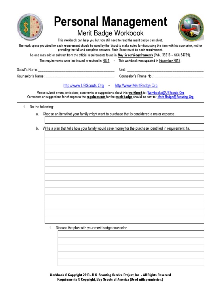 Personal Management Boy Scouts Of America Credit Finance