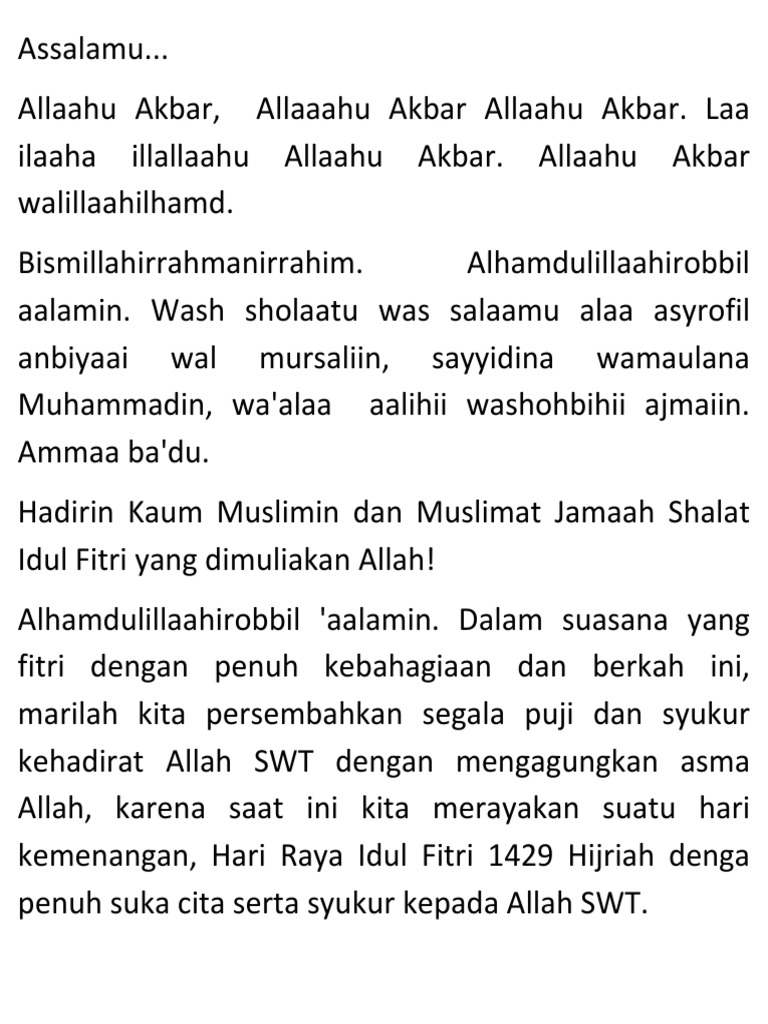 Sambutan Idul Fiti Dkm Nurul Iman