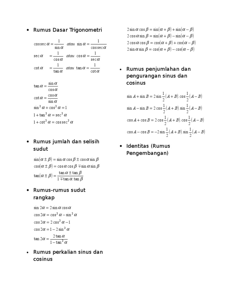 Rumus Dasar Trigonometri