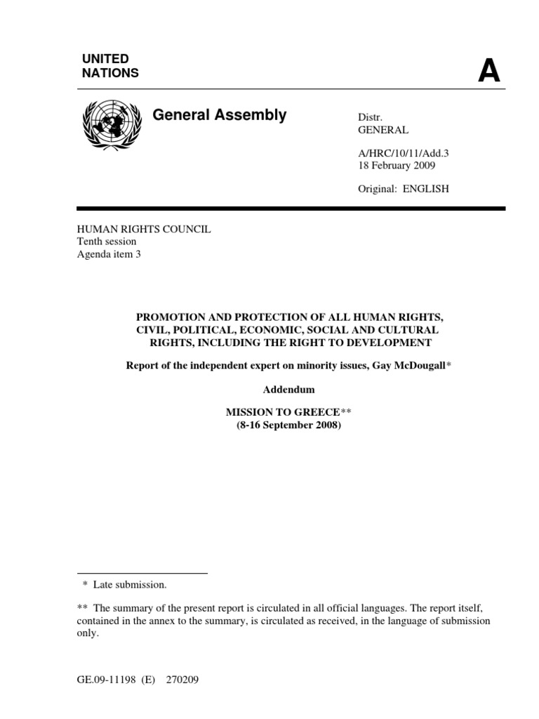 General Assembly: United Nations | PDF | Discrimination | Social ...