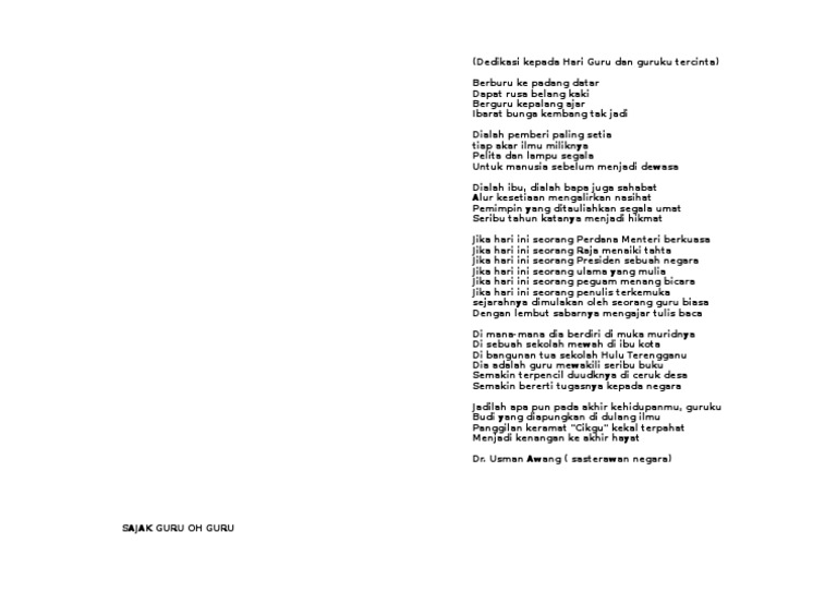 Sajak Guru Oh Guru Pdf