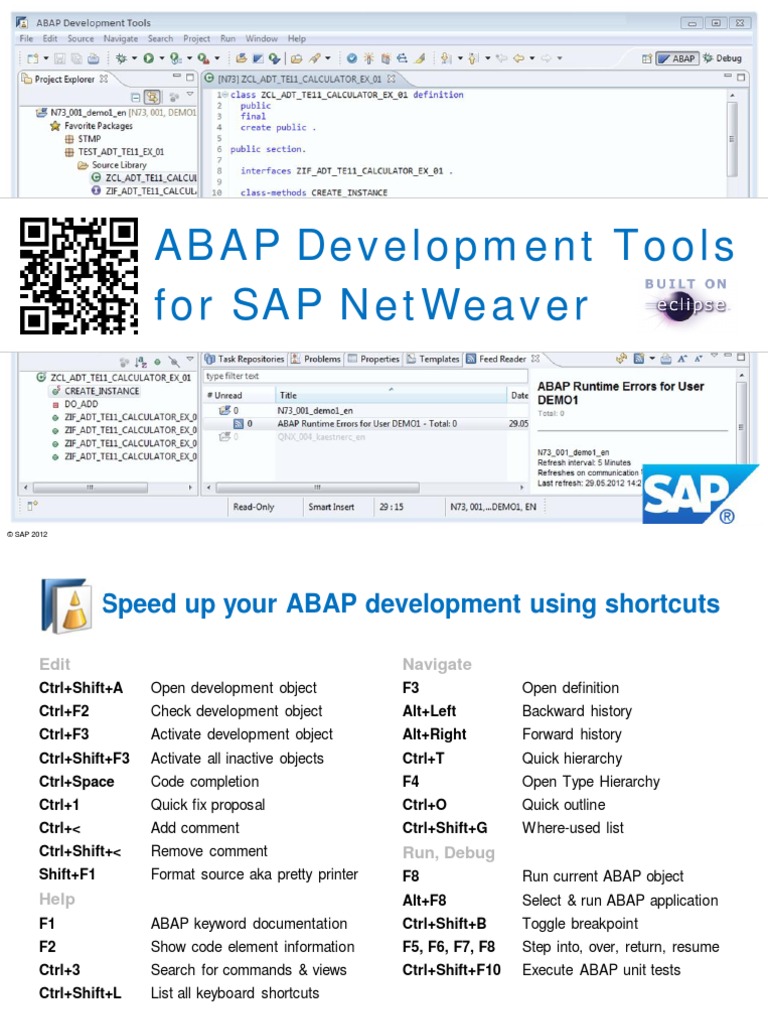 ABAP Development Tools Tutorials - Quick Reference CardABAP Development Tools Tutorials - Quick Reference Card