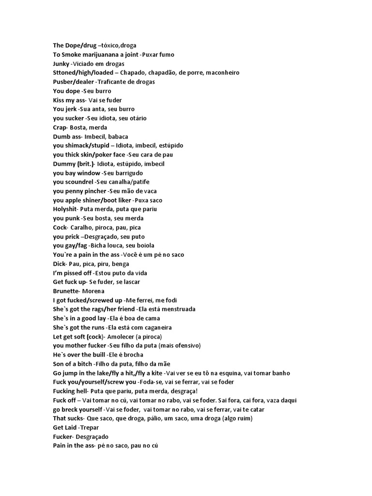 Principais expressões, gírias e palavões em INGLÊS