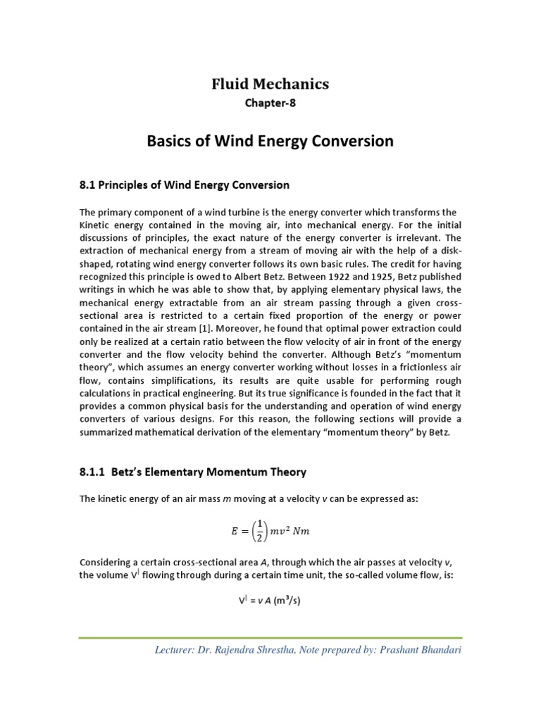 Principles of Wind Energy Conversion | PDF | Wound | Wind Turbine