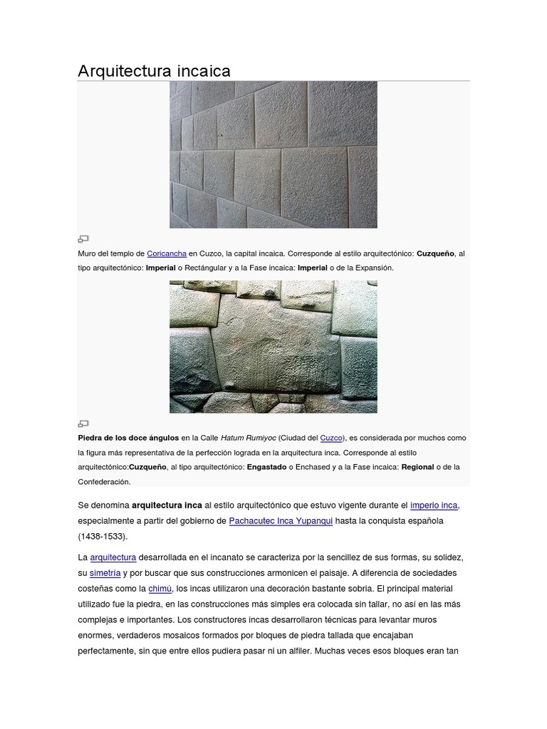 Arquitectura Inca: Solidez y Sencillez | PDF | Imperio Inca | Andes