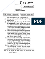 IPS 2012 PAPER-IV - Essay Question Paper