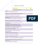 Lista de Cotejo de Proyecto de Jardin Del 3 A