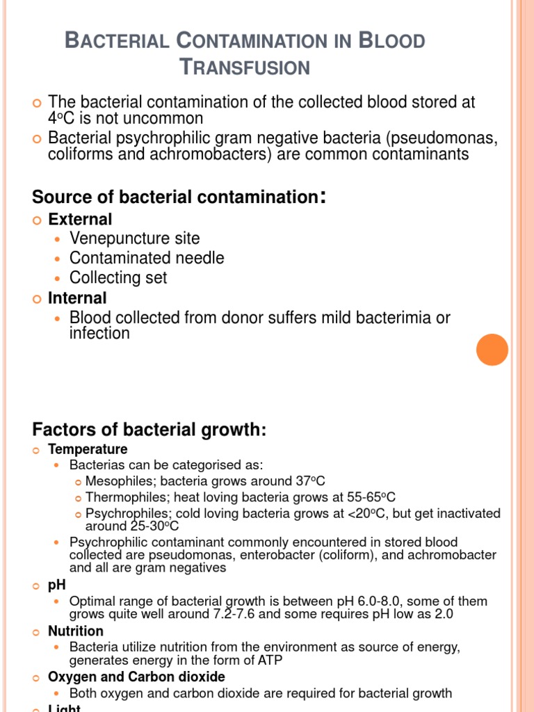 Bacterial Contamination in Blood Transfusion Factors, Pathogenesis