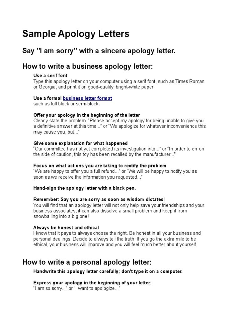 Apology Letter PDF