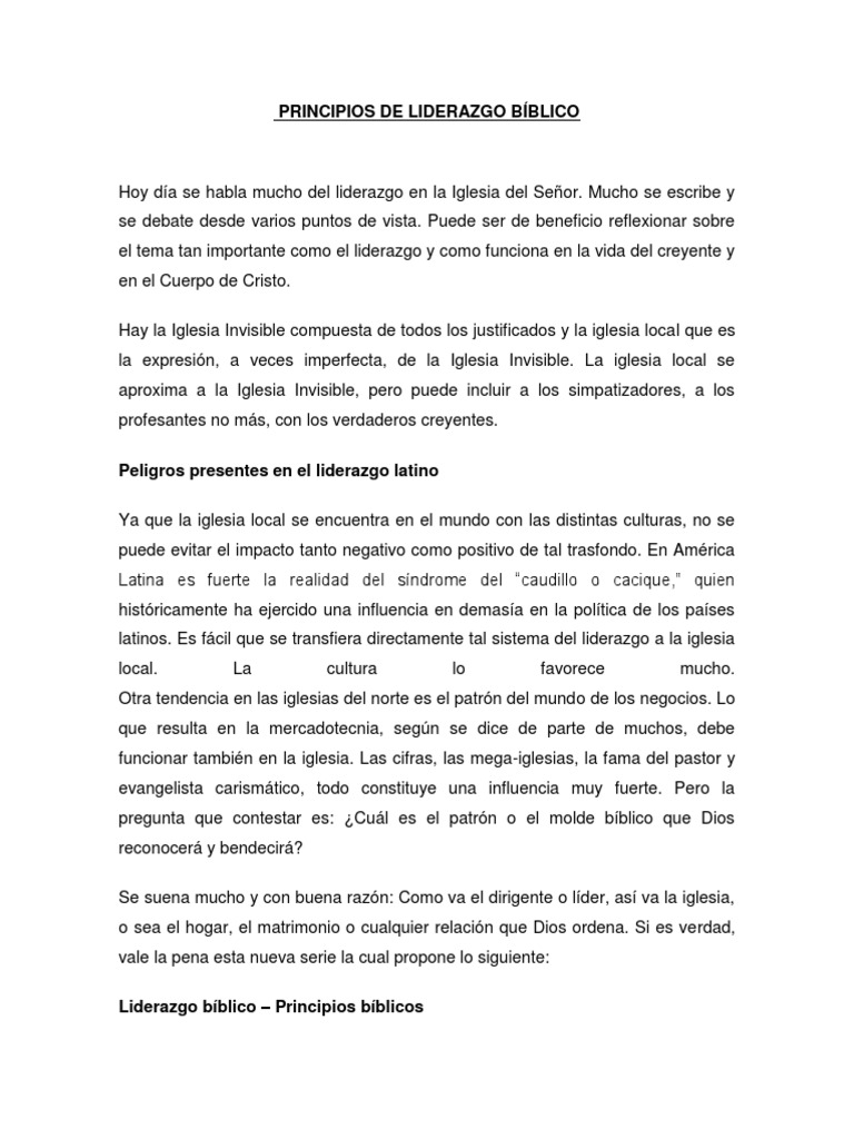Liderazgo Bíblico en la Iglesia | PDF | Jesús | Cristo (título)