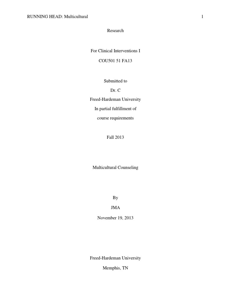 Multicultural Counseling | PDF | Multiculturalism | School Counselor