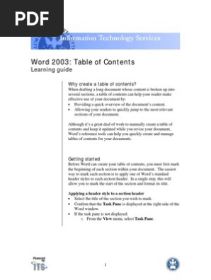Table of Contents