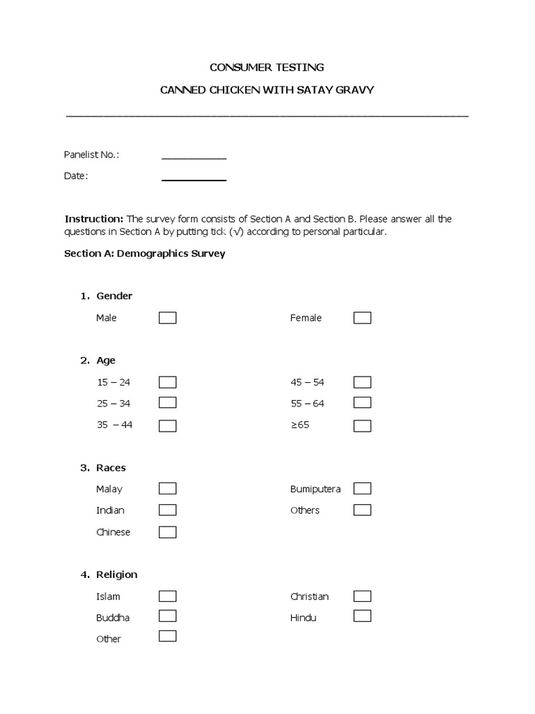 Canned Chicken Satay Gravy Consumer Test | PDF | Career & Growth | Business