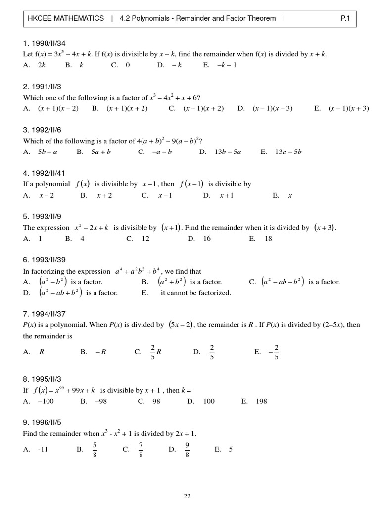 Maths 4 2 Polynomial Algebra