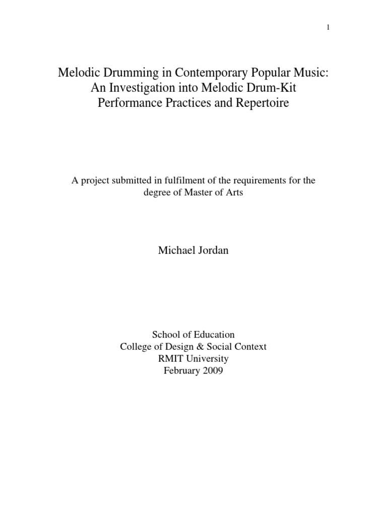Melodic Drumming Thesis | PDF | Drum Kit | Jazz