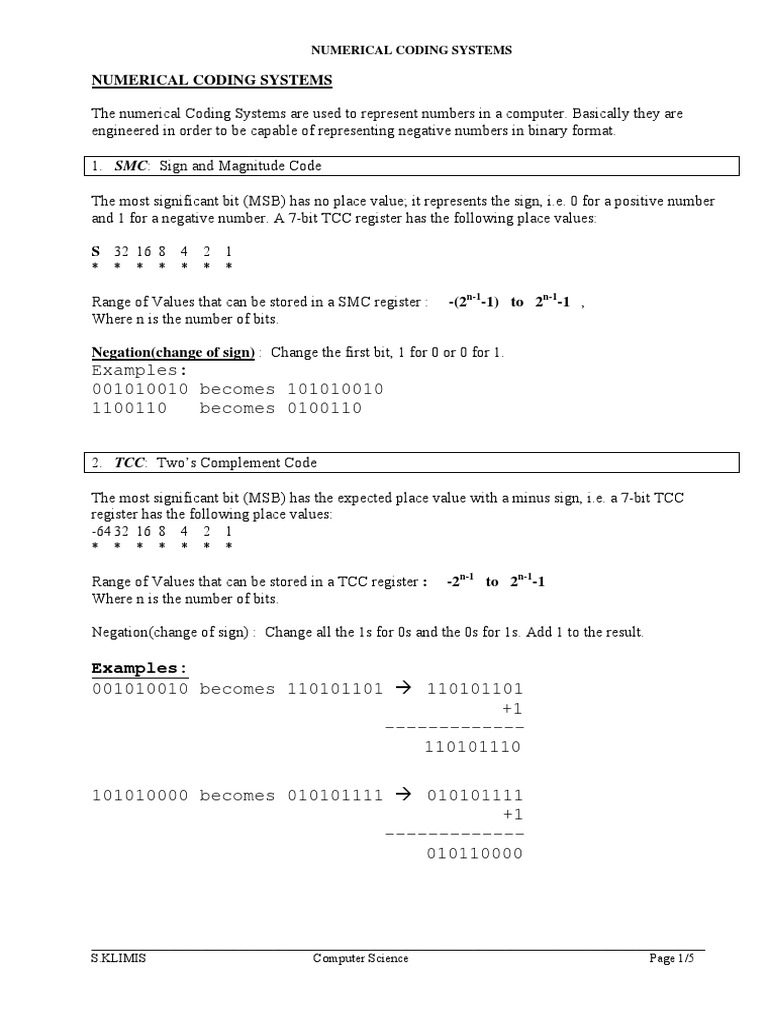 NUMERICAL CODING SYSTEMS | Mathematical Notation | Numbers