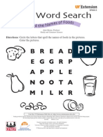 Food Word Search: Bread Eggrp Apple Noota Milkr