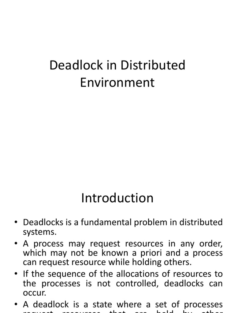 Deadlock in Distributed Enviornment | PDF | Distributed Computing ...