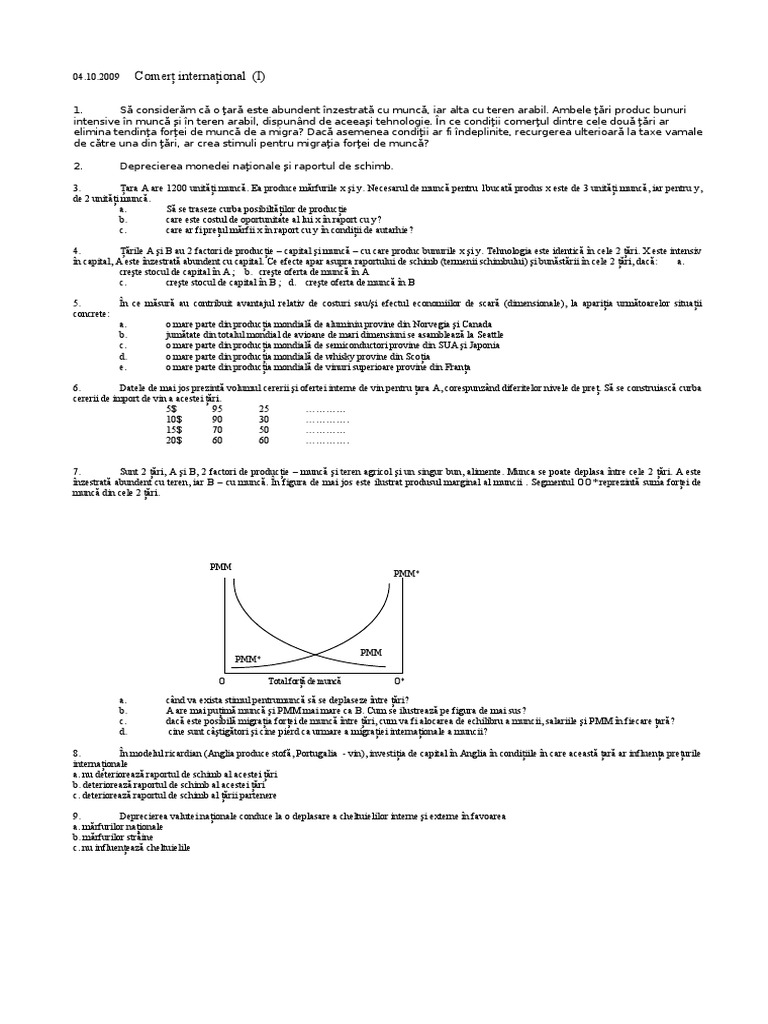 Subiecte Posibile Comert International Ase | PDF