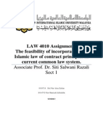 The Feasibility of Incorporating The Islamic Law of Contract Principles in Current Common Law System