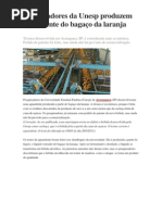 Pesquisadores da Unesp produzem aguardente do bagaço da laranja