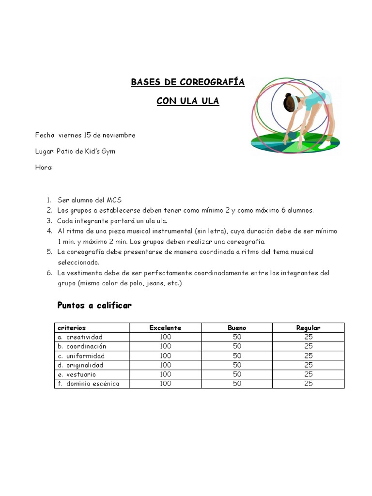 Bases de Coreografia Con Ula Ula Ok | PDF