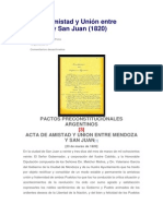 Acta de Amistad y Union Entre Mendoza y San Juan (1820)