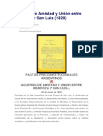 Acuerdo de Union y Amistad Entre Mendoza y San Luis (1820)