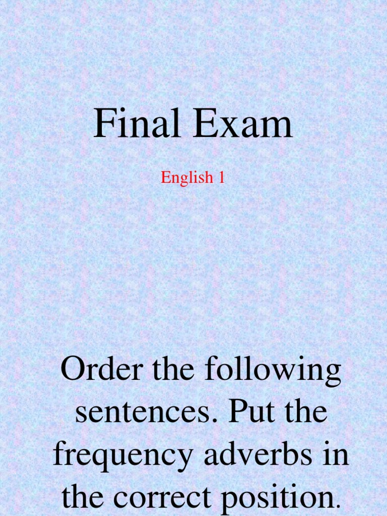 Final Exam English 1 PDF
