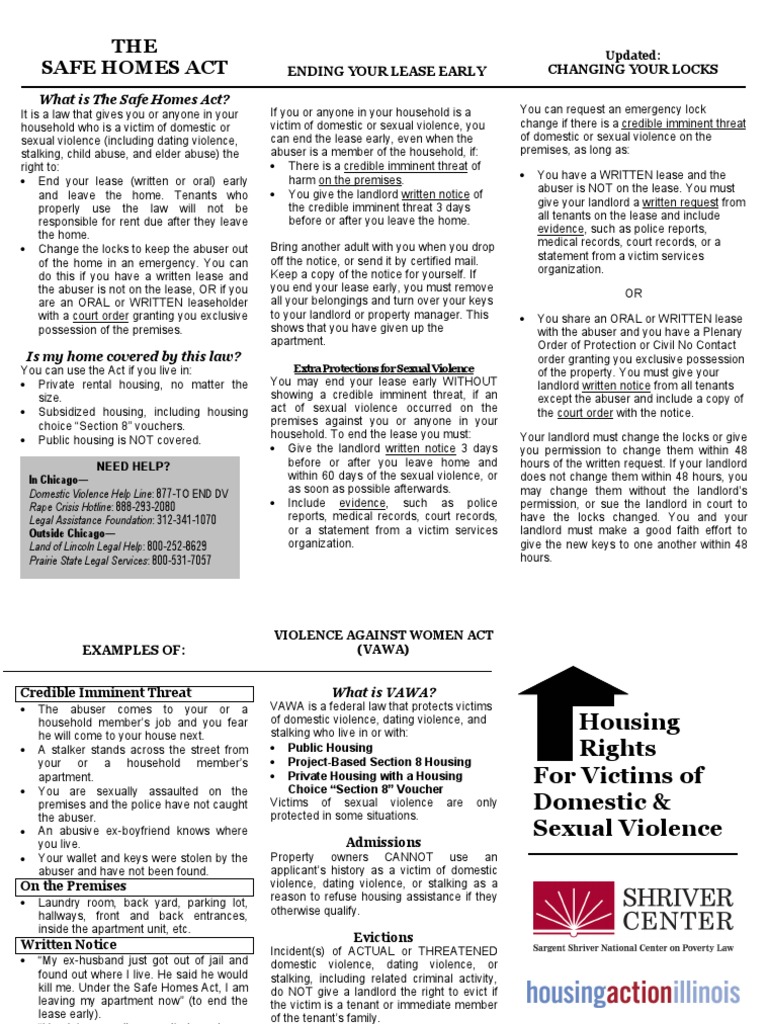 Safe Homes Act Brochure PDF Lease Leasehold Estate