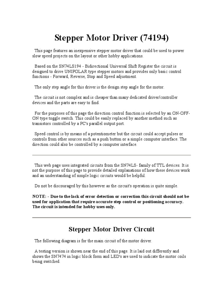 SM Driver SN74194 | PDF