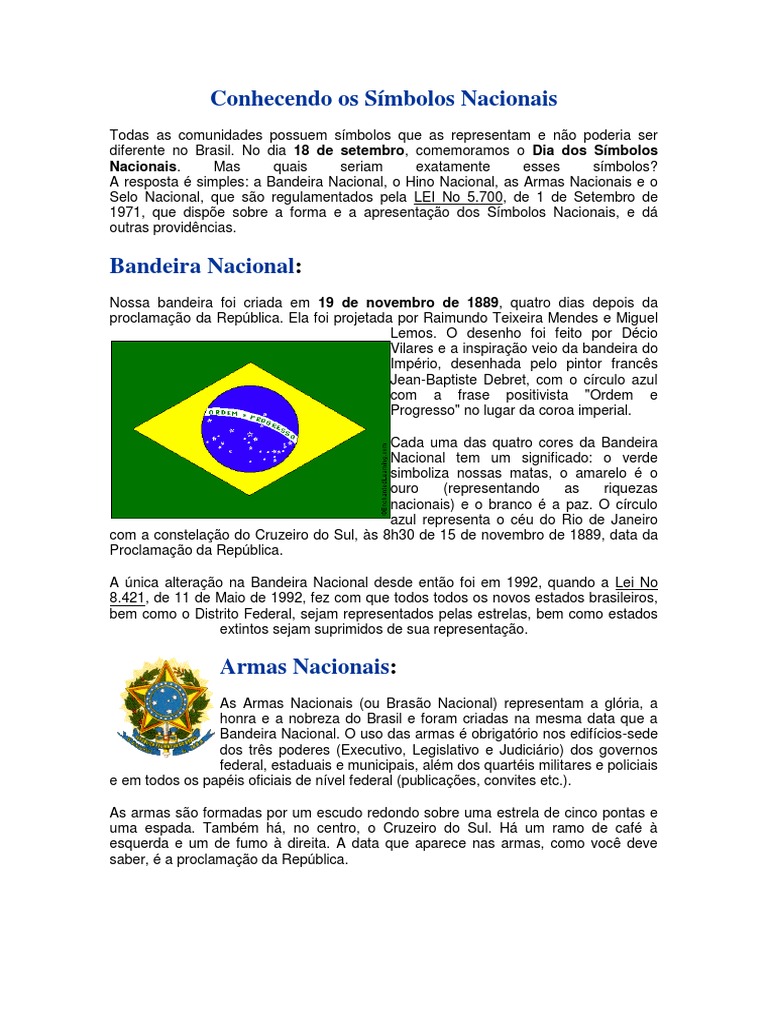 Conhecendo os Símbolos Nacionais Brasil