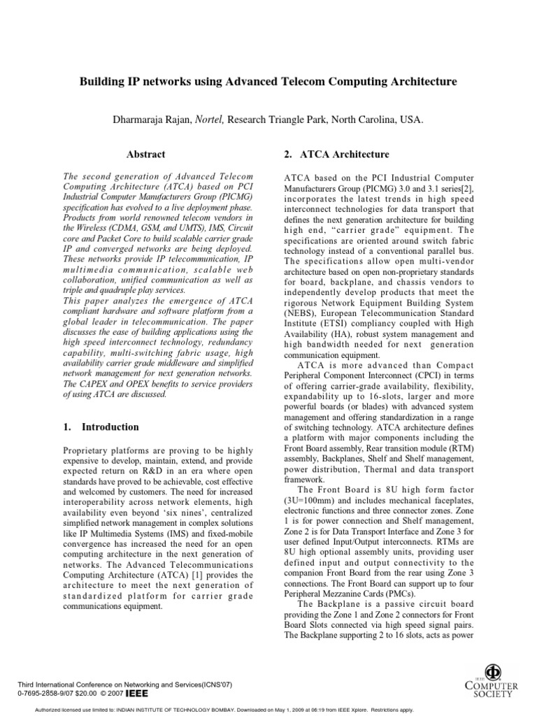 Building IP Networks Using Advanced Telecom Computing Architecture ...