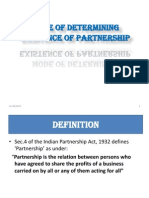 Mode of Defining Existence of Partnership