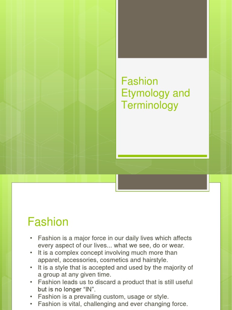 Fashion Etymology and Terminology PDF Fashion Clothing
