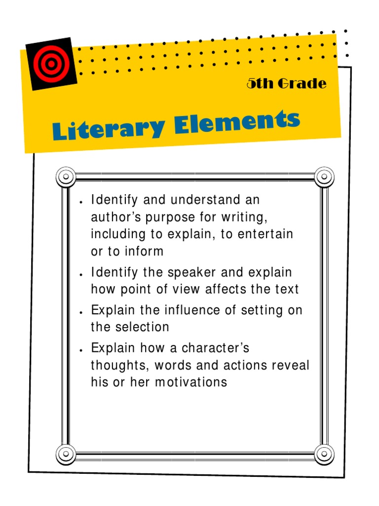 5th Grade Literary Elements Guide | PDF | Narration | Narrative