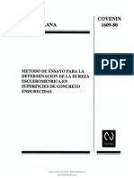 Covenin 1609-80 Metodo de Ensayo para La Determinacion de La Dureza Esclerometrica en Superficies de Concreto Endurecidas