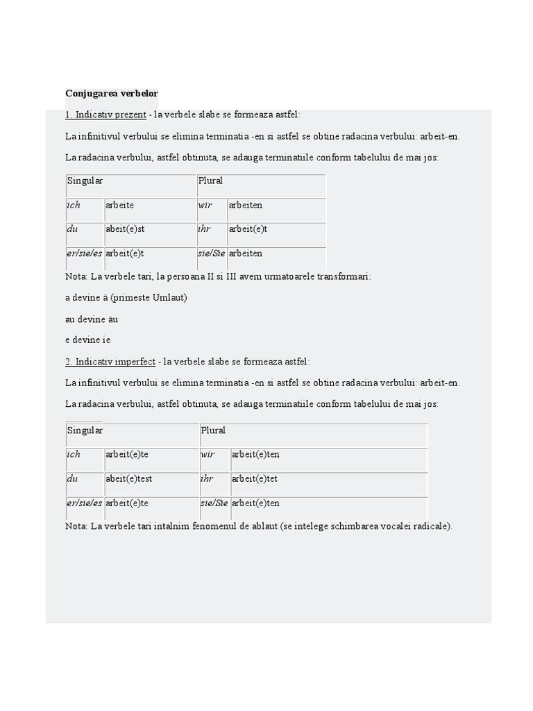 Conjugarea Verbelor 1