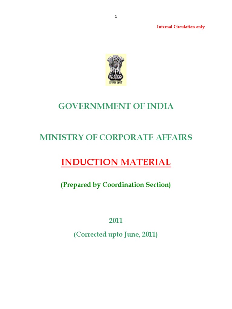 Organizational Structure and Functions of the Ministry of Corporate Affairs PDF Government