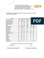 Resultados de La Evaluacion Diagnostica Del Grupo de 5º Grado de La Escuela Primaria Vicente Guerrero