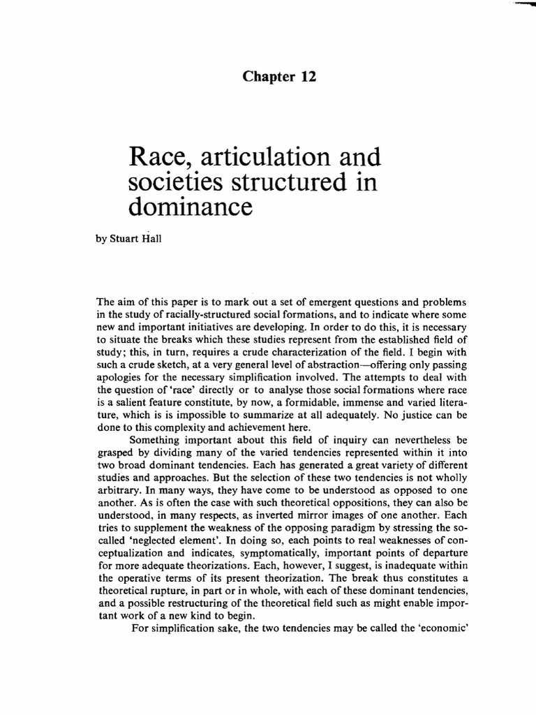 Stuart Hall - Race, Articulation, and Societies Structured in Dominance ...