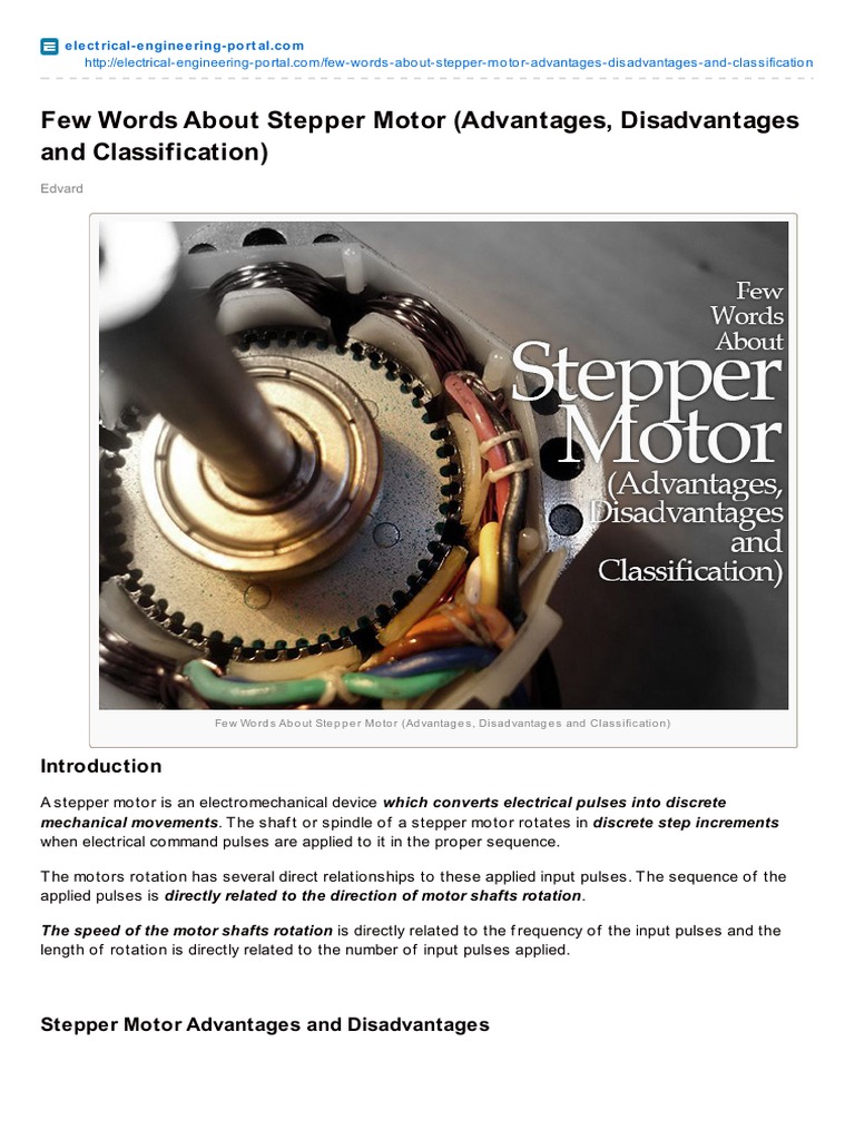 Few Words About Stepper Motor Advantages Disadvantages and