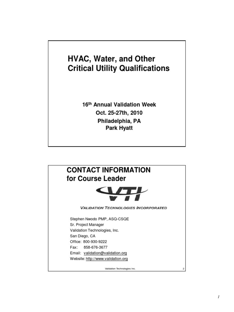 HVAC, Water, and Other Critical Utility Qualifications PDF