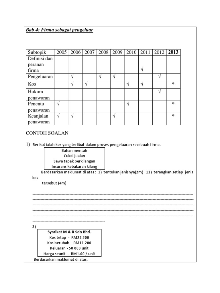 ANALISA SPM 2013 EKONOMI ASAS (BAB 4)